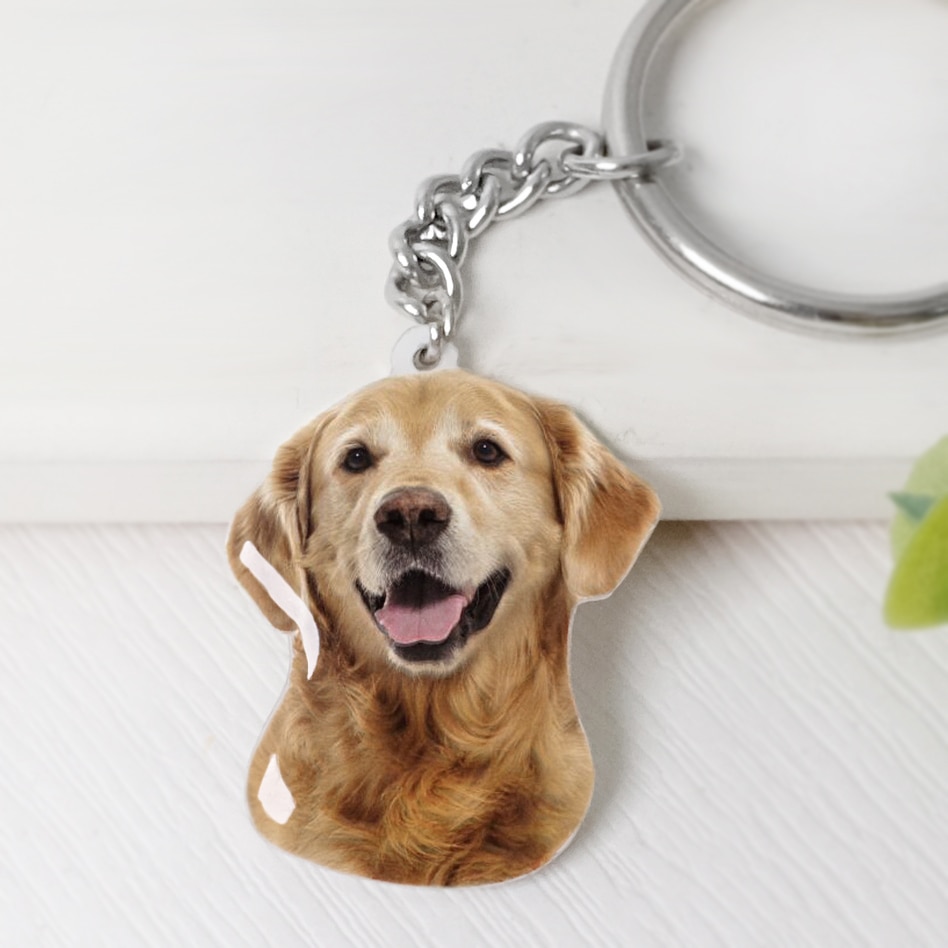 Custom Pet Photo Keychain Picture Keyring Dog Photo Keychain 
